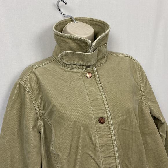 Eddie Bauer Jacket Womens XL Tan Beige Stretch Corduroy Boho Cargo Pocket Chore - Picture 7 of 16